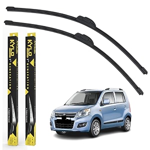 kyloxtreme perfect fitting frameless windshield 100 scratch proof cleaning water repellant silicon wiper blades suitable for maruti suzuki wagon r d1834 p1634 set of 2