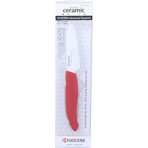 kyocera advanced ceramic revolution series 3-inch paring knife red handle white blade