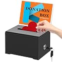 KYODOLED Black Suggestion Box With Lock, Acrylic Donation Box & Tip Jar