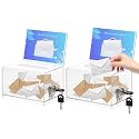 KYODOLED Clear Donation Box With Lock, Acrylic Raffle Box &amp; Tip Jar, 2 Pack