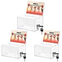 KYODOLED Clear Donation Box With Lock, Acrylic Raffle Box & Tip Jar, 3 Pack