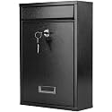 KYODOLED Locking Mailbox for Outside, Large Black Wall Mount Mail Drop Box