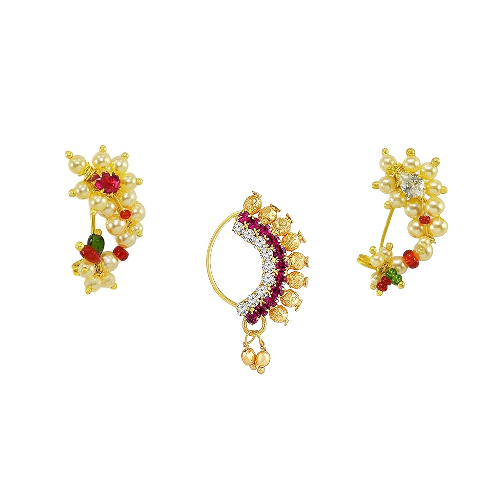 Medium Size Traditional Maharashtrian Banu Nath Nose ring without ...