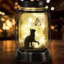 Kyoryuger Cat Gifts Cat Lover Gifts for Women/Mom/Grandma/Sister, Birthday Gift, Cats Butterfly Solar Lights Outdoor Hanging Cat Solar Lanterns Outdoor Torche Lights, Decor for Yard Lawn Garden Patio