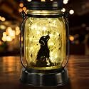 kyoryuger Dog Lover Gifts for Women/Mom/Grandma/Sister, Dog Butterfly Solar Lights Outdoor Hanging Dog Solar Lanterns Outdoor Fairy Lights, Puppy Decor for Yard Lawn Garden Patio Torch Birthday Gift