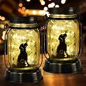 kyoryuger Dog Solar Lanterns 3in1 Dog Light Garden Decor Gifts for Women Mom Grandma Unique Teen Girl Gifts for Dog Lovers Decorative Pet Memory Lanterns for Yard Lawn Patio 2 Pack