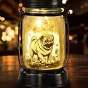 kyoryuger Pug Gifts for Women/Men Pug Solar Lanterns Dog Mom Birthday Dog Lovers Lantern Pet Loss Pet Memorial Lights Solar Garden Decoration for Yard, Patio,Backyard,Porch Torches