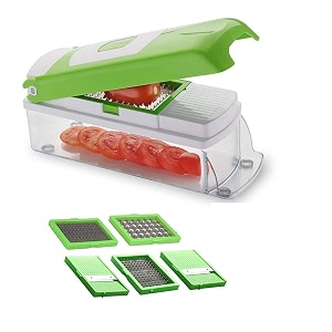 fiber and steel 15 in 1 premium nicer fruit amp vegetable cutter - chopper grater slicer peeler green