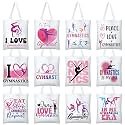 Kyyo Clyro 12 Pieces Gymnastics Canvas Tote Bags Gymnast Lover Gifts