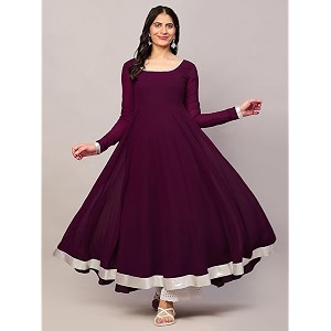 KZA Womens Georgette Hand Embroidered Flared Anarkali