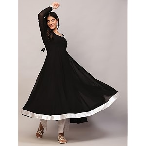 KZA Womens Georgette Hand Embroidered Flared Anarkali