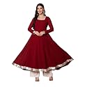 KZA Womens Georgette Hand Embroidered Flared Anarkali