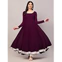 KZA Womens Georgette Hand Embroidered Flared Anarkali