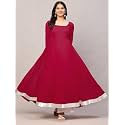 KZA Womens Georgette Hand Embroidered Flared Anarkali