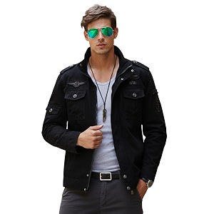 LMONTE Imported Casual Cotton Military Stand Collar