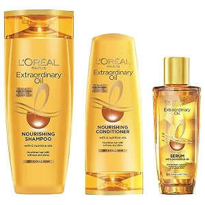 l39oreal paris extraordinary oil 3 -step nourishing kit - shampoo for dry amp dull hair 340ml  conditioner 180ml  hair serum 30ml
