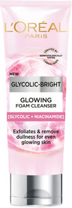 loral paris glycolic bright foaming   for even glowing skin face wash