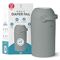 L.A. BABY Magic Diaper Pail - Patented 100% Odor-Free System with Child-Safe Lock - Award-Winning Design - No Refills Required - Works with Regular Trash Bags - Green