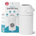 L.A. BABY Magic Diaper Pail - Patented 100% Odor-Free System with Child-Safe Lock - Award-Winning Design - No Refills Required - Works with Regular Trash Bags - White