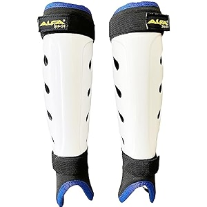 a l f a sh 01 plastic washable hockey shin guards with velcro strap medium white