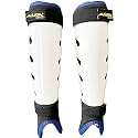 A L F A SH 01 Plastic Washable Hockey SHIN Guards with Velcro Strap (Large, White)