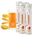 L-Glutathione 550mg - 80 Effervescent Tablets Glutathione Effervescent Tablets for Glowing Skin with Hyaluronic Acid Vitamin C &amp; Vitamin E | Skin Glow Supplement For Clear Skin | Orange