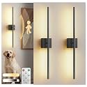 L LOHAS LED Battery Operated Wall Sconces Set of 2, Battery Wall Sconce 10000mAh, Black Rechargeable Sconces 3CCT with Light and Motion Sensor, 28.5 Inch, Sconce Wall Decor for Bedroom, Living Room