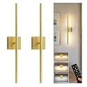 L LOHAS LED Battery Operated Wall Sconces Set of 2, Battery Wall Sconce 10000mAh, Gold Rechargeable Sconces 3CCT, 23.7 Inch Wireless Wall Lights, Sconce Wall Decor for Bedroom, Living Room