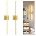 L LOHAS LED Battery Operated Wall Sconces Set of 2, Battery Wall Sconce 10000mAh, Gold Rechargeable Sconces 3CCT with Light and Motion Sensor, 28.5 Inch, Sconce Wall Decor for Bedroom, Living Room
