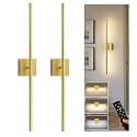 L LOHAS LED Battery Operated Wall Sconces Set of 2, Battery Wall Sconce 10000mAh, Gold Rechargeable Sconces 3CCT, 28.1 Inch Wireless Wall Lights, Sconce Wall Decor for Bedroom, Living Room
