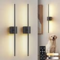 L LOHAS LED Battery Operated Wall Sconces Set of 2, Battery Wall Sconce 10000mAh, Black Rechargeable Sconces 3CCT, 28.1 Inch Wireless Wall Lights, Sconce Wall Decor for Bedroom, Living Room