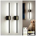 L LOHAS LED Battery Operated Wall Sconces Set of 2, Battery Wall Sconce 10000mAh, Gold and Black Rechargeable Sconces 6000K, 28.3 Inch Wireless Wall Lights, Sconce Wall Decor for Bedroom, Living Room
