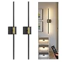 L LOHAS LED Battery Operated Wall Sconces Set of 2, Battery Wall Sconce 10000mAh, Black and Gold Rechargeable Sconces 3CCT, 28.1 Inch Wireless Wall Lights, Sconce Wall Decor for Bedroom, Living Room