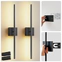L LOHAS LED 24in Peel and Stick on Battery Operated Wall Sconces Set of 2, Magnetic Linear Wall Sconce Easy Install witg Removable Battery, No Drill, Sconces Wall Decor Set of for Livingroom, Black