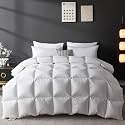 L LOVSOUL Goose Feather Down Fiber Comforter Super King, White, 120X120IN