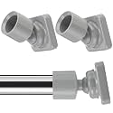 L Shape Shower Curtain Rod Holder - 25mm Angled Mount with Swivel Joints & Hardware Kit, Drilling Required (2, Grey)