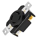 L14-30R Receptacle Outlet, 30 Amp 125/250V L14-30R Twist Lock Socket/Outlet for Generator, 3 Pole 4 Wire Grounding, Industrial Grade Heavy Duty, UL Listed (1 Pack, Black)