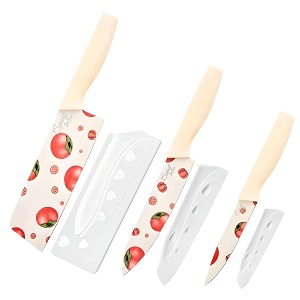 la39 forte spring 3-piece multipurpose knife set with sheaths  kitchen chef and fruit knives yellow