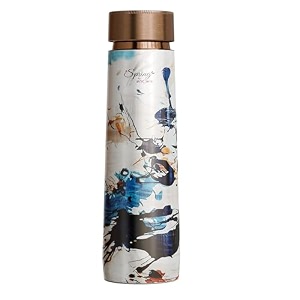 la39 vite coated pure copper water bottle with leak proof lid tower 1000 ml white abstract