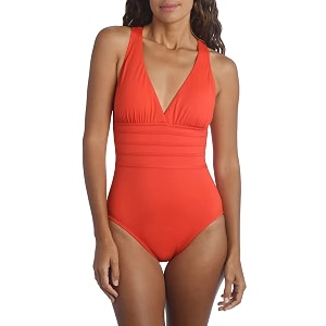 la blanca women39s island goddess deep-v strappy back mio one piece swimsuit with tummy toner
