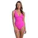La Blanca Women's Island Goddess Deep-V Strappy Back Mio One Piece Swimsuit with Tummy Toner