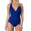 La Blanca Women's Island Goddess Deep-V Strappy Back Mio One Piece Swimsuit with Tummy Toner