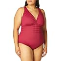 La Blanca Women's Island Goddess Deep-V Strappy Back Mio One Piece Swimsuit with Tummy Toner