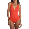 La Blanca Women's Island Goddess Deep-V Strappy Back Mio One Piece Swimsuit with Tummy Toner