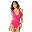 La Blanca Women's Island Goddess Deep-V Strappy Back Mio One Piece Swimsuit with Tummy Toner