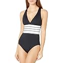 La Blanca Women's Island Goddess Deep-V Strappy Back Mio One Piece Swimsuit with Tummy Toner