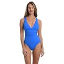 La Blanca Women's Island Goddess Deep-V Strappy Back Mio One Piece Swimsuit with Tummy Toner