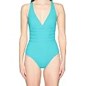 La Blanca Women's Island Goddess Deep-V Strappy Back Mio One Piece Swimsuit with Tummy Toner