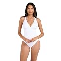 La Blanca Women's Island Goddess Deep-V Strappy Back Mio One Piece Swimsuit with Tummy Toner