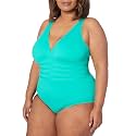 La Blanca Women's Island Goddess Deep-V Strappy Back Mio One Piece Swimsuit with Tummy Toner